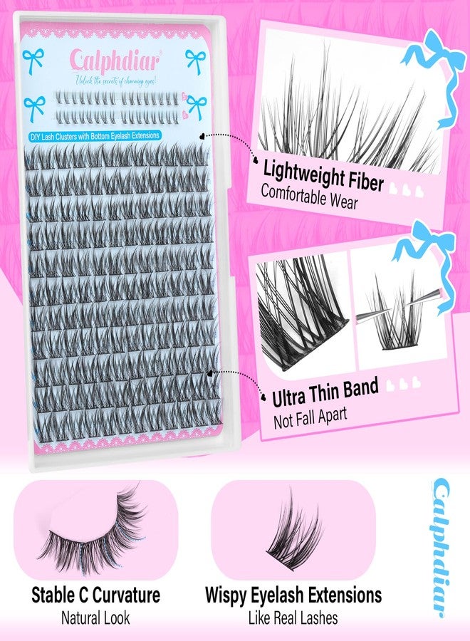 calphdiar calphdair Natural Lash Clusters with Bottom Lashes DIY Wispy Cluster Eyelash Extensions C-curly Individual Lashes 11-13mm Short Eyelash Clusters Manga Cluster Lashes with Bottom Lash Extension 164pcs - Image 3